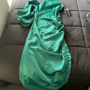 New green satin dress